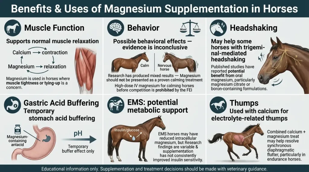 Magnesium Dosage For Horses: Calculator, Chart & Safe Guide 3 Benefits & Uses of Magnesium Supplementation