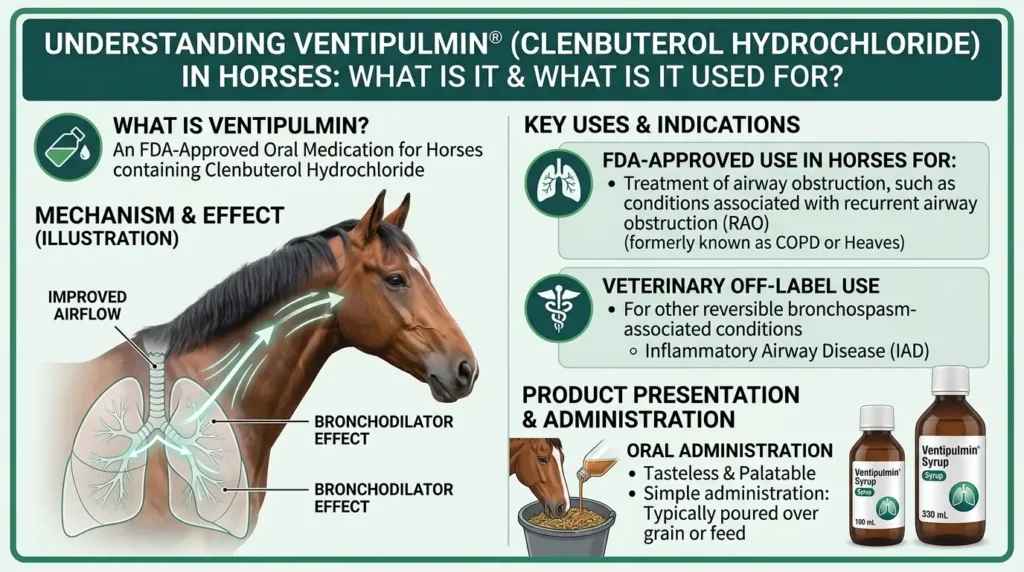 Ventipulmin Dosage For Horses: Calculator, Chart & Safe Guide 1 What Is Ventipulmin (Clenbuterol) and What's It Used For