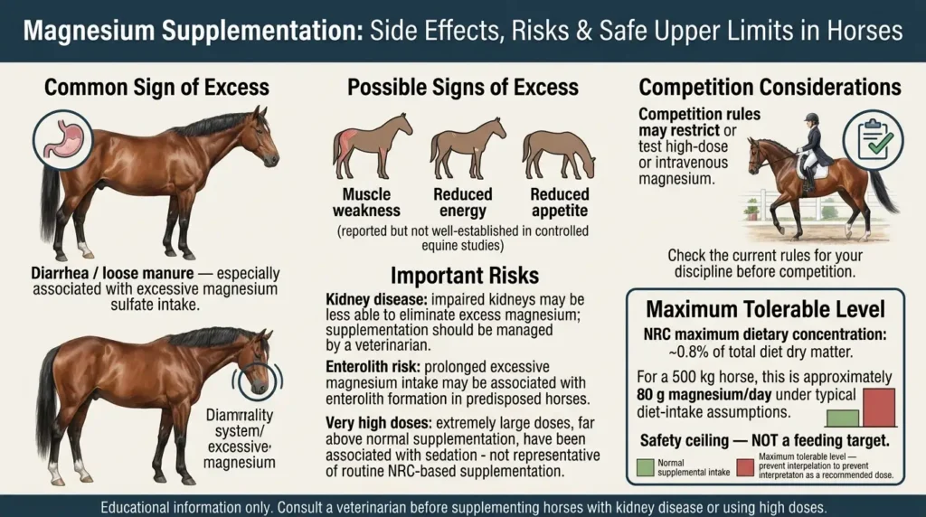 Magnesium Dosage For Horses: Calculator, Chart & Safe Guide 4 Side Effects, Risks & Safe Upper Limits