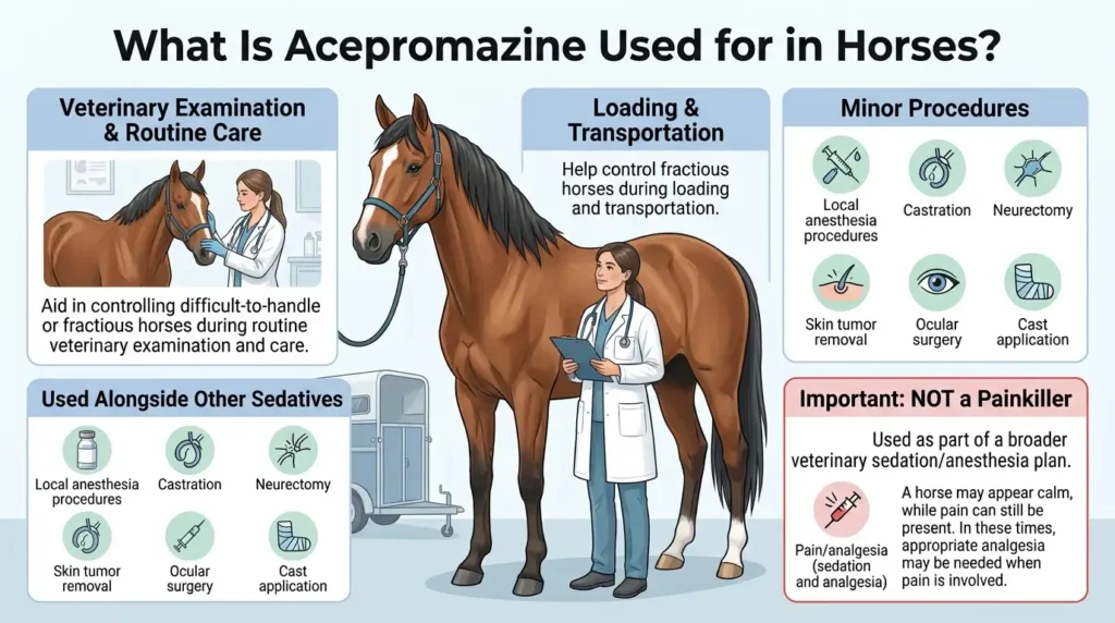 Acepromazine Dosage For Horses: Calculator, Chart & Safe Guide 2 What Is Acepromazine Used for in Horses