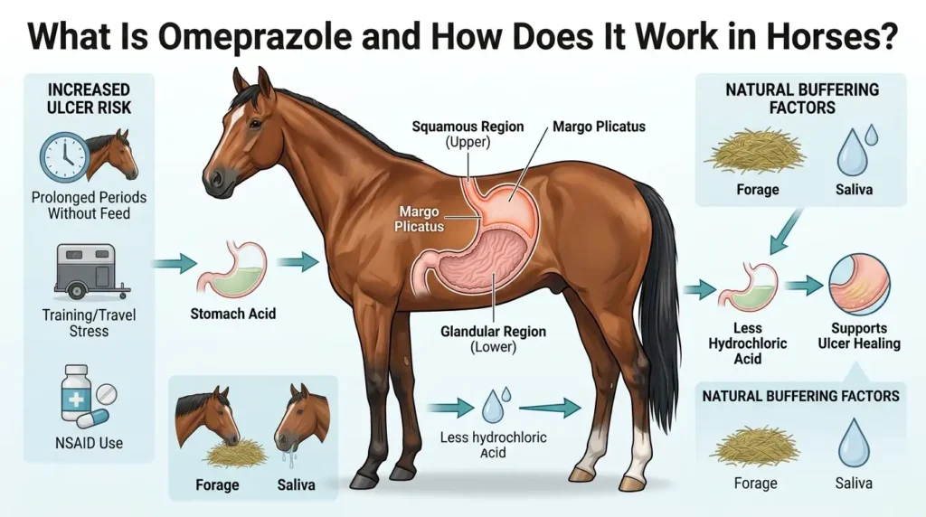 Omeprazole Dosage For Horses: Calculator, Chart & Safe Guide 1 What Is Omeprazole Dosage For Horses and How Does It Work in Horses