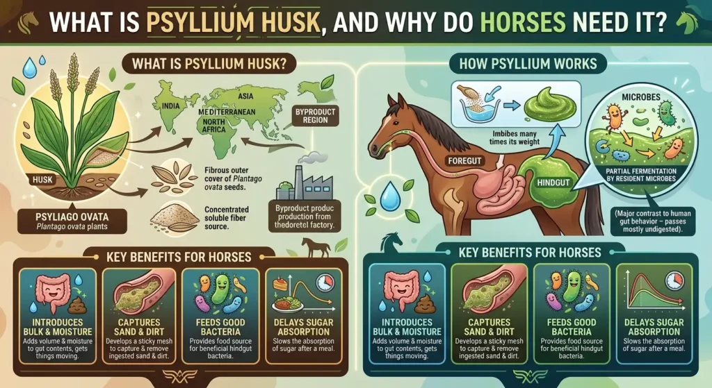 Psyllium Husk Dosage For Horses: Calculator, Chart & Safe Guide 1 What Is Psyllium Husk, and Why Do Horses Need It?