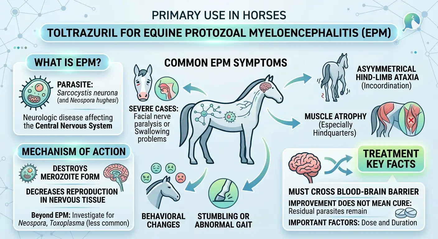 Toltrazuril Dosage For Horses: Calculator, Chart & Safe Guide 2 What Is Toltrazuril Used For in Horses?