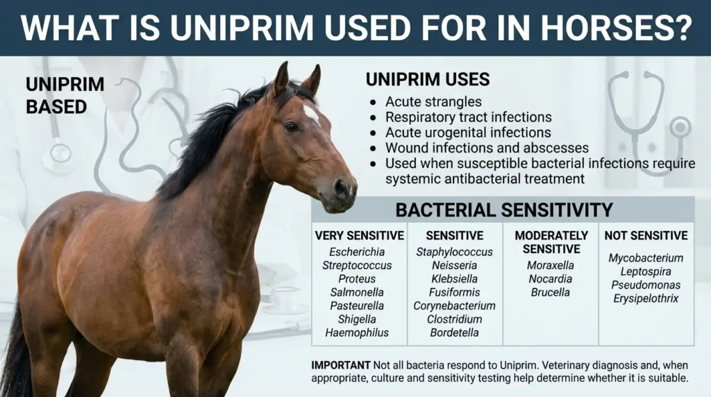 Uniprim Dosage For Horses: Calculator, Chart & Safe Guide 2 What Is Uniprim Used For in Horses
