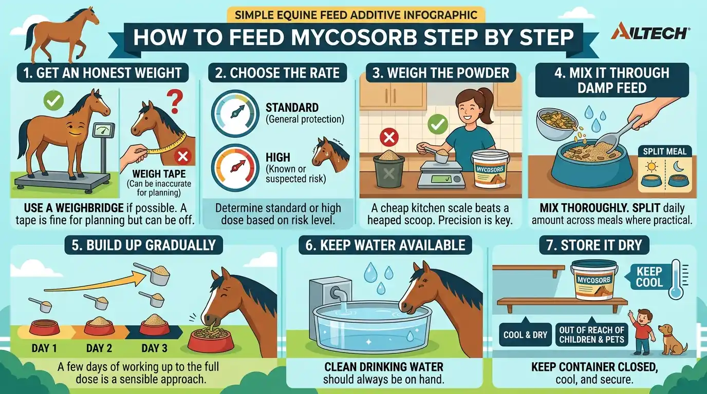 Mycosorb for Horses: Dosage Chart, Calculator & Safety 2 How to Feed Mycosorb Step by Step