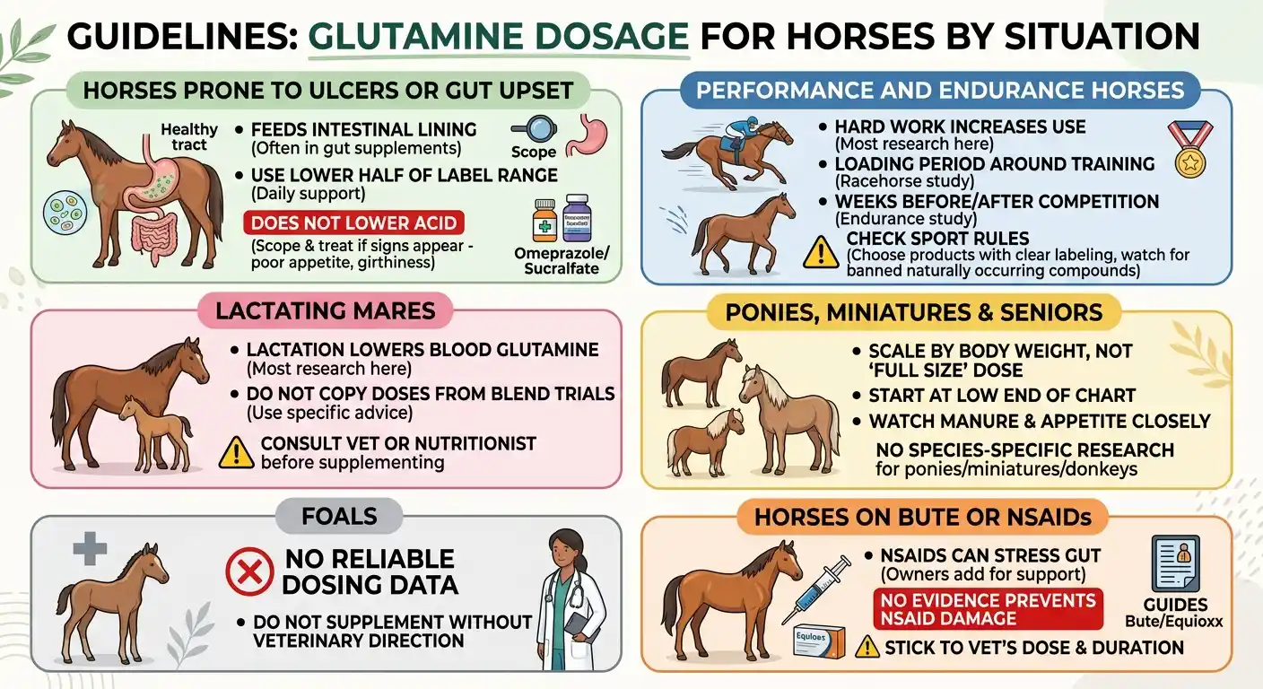 Glutamine Dosage for Horses by Situation