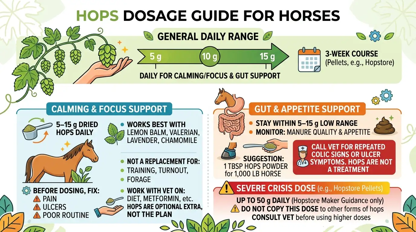 Hops Dosage for Horses: Dosage Chart, Calculator & Safety 3 Hops Dosage by Goal