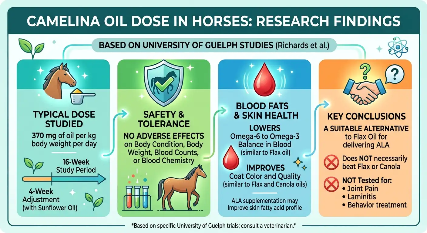 Camelina Oil Dosage for Horses: Dosage Chart, Calculator & Safety 1 What the Research Says About Camelina Oil Dose in Horses