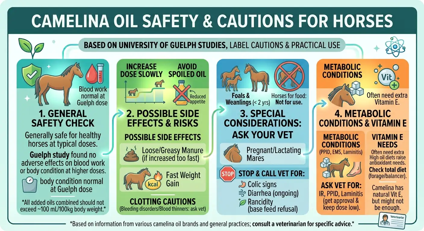 Camelina Oil Dosage for Horses: Dosage Chart, Calculator & Safety 5 Is Camelina Oil Safe for Horses? Side Effects and Limits