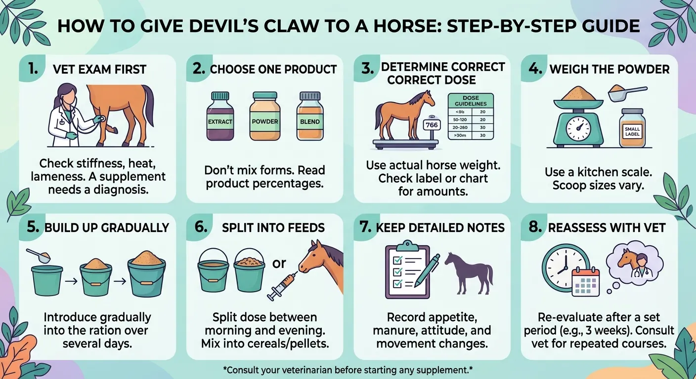Devils Claw Dosage for Horses: Chart Calculator & Safe Guide 2 How to Give Devil’s Claw to a Horse, Step by Step