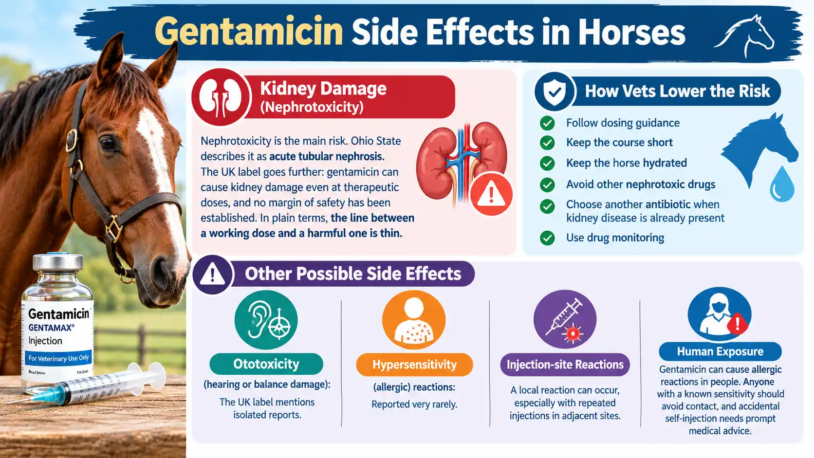 Gentamicin For Horses: Dosage Chart, Calculator & More 2 Gentamicin Side Effects in Horses